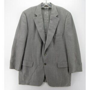 VINTAGE Paul Stuart Sport Coat 43 L Blazer Silk Linen Unlined Herringbone*